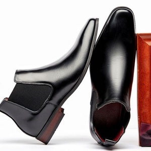 Botas <span class=keywords><strong>Chelsea</strong></span> de Tobillo de Cuero Genuino Británico para Hombre, Zapatos de Vestir Formales, Transpirables, con Punta en Pico y Doble Elástico - Product Image 1