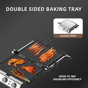 2200W <span class=keywords><strong>4</strong></span> <span class=keywords><strong>tranches</strong></span> détachable mécanique double contrô<span class=keywords><strong>le</strong></span> Steak Grill Panini Press Grill électrique Sandwich Maker - Product Image 6