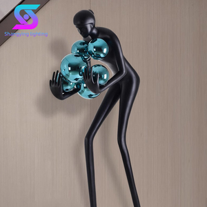 Hiện Đại Bắc Âu Thiết Kế Sáng Tạo Trừu Tượng Hình Sàn Điêu Khắc Đèn Cánh Tay Dài LED Ánh Sáng Cho Khách Sạn Phòng Triển Lãm Gỗ Bóng Râm Sắt - Product Image 6