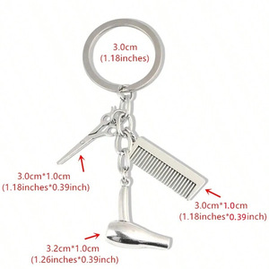 Llavero de peluquería de moda, llavero de Peine de tijeras de secador de pelo, regalo de joyería de peluquería creativa femenina - Product Image 1