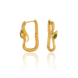 <span class=keywords><strong>Orecchini</strong></span> Trendy placcato oro 18K in acciaio inossidabile a cerchio di <span class=keywords><strong>serpente</strong></span> <span class=keywords><strong>con</strong></span> pietra di zircone - Product Image 2