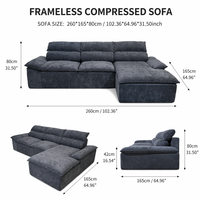 Canapé modulaire en velours gris en forme de L, capitonné, en éponge durable, pliable pour trois personnes, housse amovible écologique, appartement de luxe