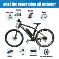 Kit de conversion de vélo électrique tout-terrain avec moteur de moyeu Sailimotor 20 pouces 26 pouces pour pneus larges, avec écran LCD