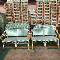 Chaises longues en rotin commerciales pas chères, chaise en aluminium, canapé de café, imperméable, style français, pour toutes les saisons, pour restaurant, boutique, bar