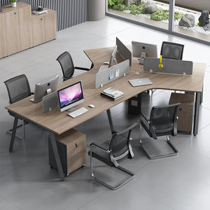 מודל לינה 9206 צוות המשרד מעץ מלא מודרני מודולרי מודרני רב-תחנת שולחן כתיבה קומבינציה אחסון ארון 3/דלפק 6/8 - Product Image 3