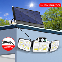 Lampu banjir Led, lampu dinding tenaga surya, 4 pengaturan sudut kepala, lampu banjir, lampu taman, anti air, Sensor gerakan, lampu luar ruangan