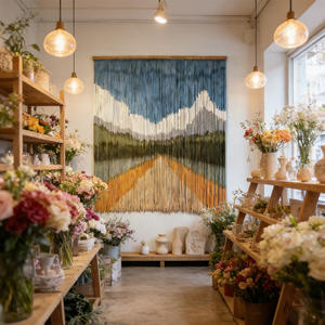 Tapisserie <span class=keywords><strong>murale</strong></span> en macramé teint paysager, grande œuvre d'art en fibre pour la décoration de hall d'hôtel de luxe et de complexe hôtelier - Product Image 3