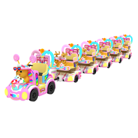 Atractivo Tren sin Rieles Nailong Rosa y Amarillo, Diseño IP Adorable, Tren Turístico con Asientos Móviles para Parques Infantiles Interiores y Exteriores