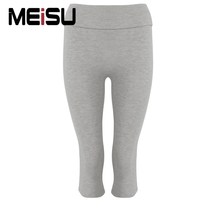 Dames zachte stretch yogaset met scoop hals, ingebouwde bh top, opvouwbare taille capri leggings, fitness kleding fabriek