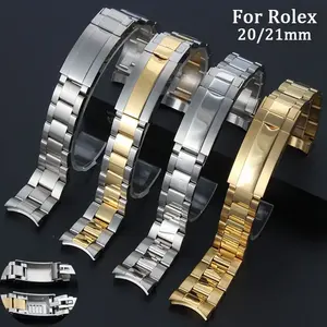 Correa de reloj de 20/21mm para Rolex <span class=keywords><strong>Daytona</strong></span> Submariner Ghost, cierre plegable, accesorios ajustables para correa de reloj de acero inoxidable - Product Image 1