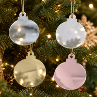 Ornements de Noël en acrylique miroir, boules réfléchissantes à suspendre, argent, or rose, découpées au laser, décoration d'arbre, écologiques