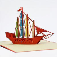 Cartes de vœux 3D personnalisées en forme de bateau à voile, modèle créatif pour anniversaire, remise de diplôme, vacances, cartes en papier pour entreprises, logo personnalisé, vente en gros