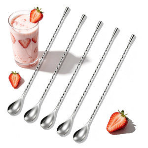 Cuchara de Barra de Acero Inoxidable de 12 Pulgadas con Mango Largo, Juego de Herramientas de Barra Ecológicas para Mezclar y Agitar Bebidas, Opción de Logotipo Personalizado - Product Image 1