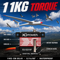 Servomoteur Glider 11KG 10mm Slim Coreless XQ-POWER XQ-S2210F à couple élevé, étanche, boîtier en aluminium CNC, numérique, 8.4V pour avion RC