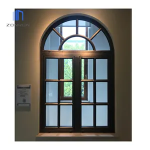 Zonron耐冲击法式平开窗设计格栅现代简约房屋窗户设计房屋摇摆玻璃窗