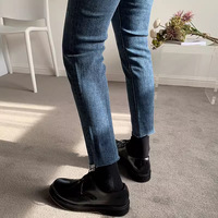 Jeans à carreaux pour hommes, pantalon en denim à motif gingham, coupe skinny, style preppy, vente en gros