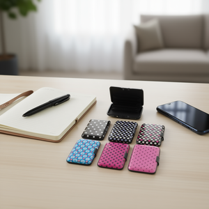 Tarjetero con diseño de lunares de 11x7,5 cm, cartera compacta con diseño de lunares para tarjetas de crédito y efectivo - Product Image 3