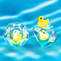 Pour Udixi personnalisable 7 pièces polyèdre donjons et dragons ensemble de dés canards en résine faits à la main pour les jeux RPG du MDN Design tranchant