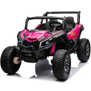 Voiture électrique 4x4 UTV 24V 2 places pour grands enfants Camion jouet électrique 4x4 Pneus EVA Roues et système de suspension réel