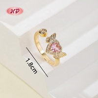 18 Karat vergoldete Kupfer legierung Herz Design Ringe mit Zirkonia für Modeschmuck Ringe Verlobung geschenk oder Party für Frauen