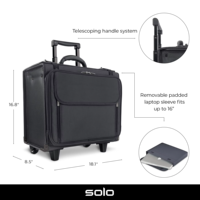 Valise à roulettes OEM personnalisée 1680D pour pilote, avocat, ou ordinateur portable, avec 2 roues pivotantes, bagage d'affaires à roulettes