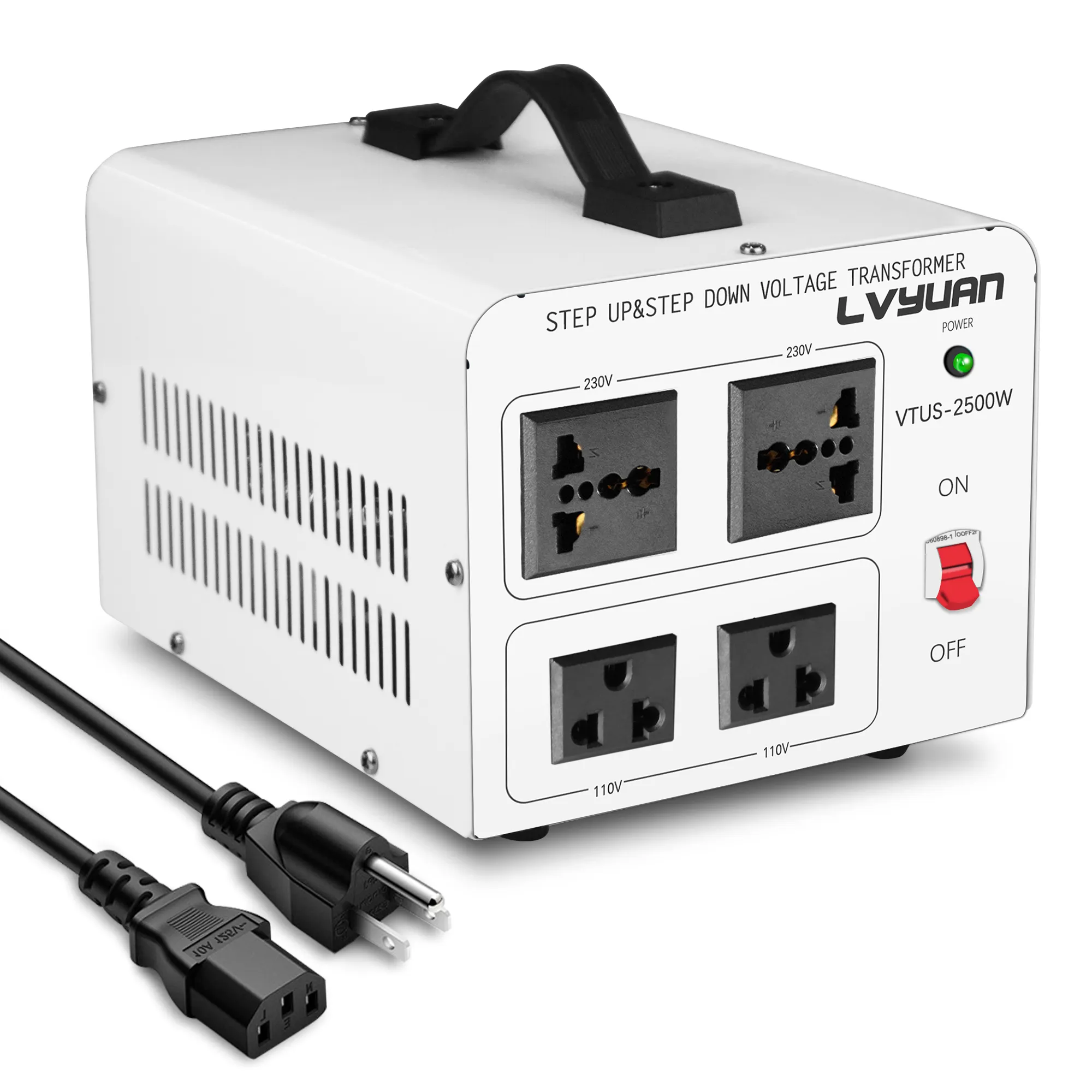 LVYUAN फ़ैक्टरी सप्लाई रियल पावर 110v 220v AC स्टेप-अप ट्रांसफार्मर 2000w वोल्टेज रेगुलेटर वोल्टेज कनवर्टर ट्रांसफार्मर