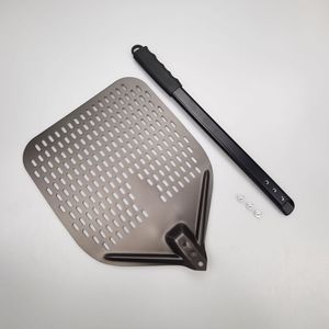 Pala para <span class=keywords><strong>Pizza</strong></span> Profesional de Aluminio de 12 Pulgadas, Perforada, Anodizada, Rectangular, para Horno, con Revestimiento Duro - Product Image 4
