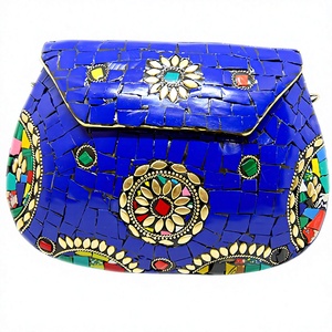 Latest Luxury Diamond Evening Bag Multi-Handmade Metal Mosaic Stone Gold Crystal <b>Clutch</b> PU Lining Casual Parties <b>Wedding</b> Bag - Product Image 1