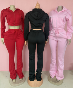 2025 Thể Thao Giản Dị 2 Mảnh Thiết Lập Phụ Nữ Rắn Đội Mũ Trùm Mũ Cardigan Crop Áo Khoác + Dây Rút Skinny Quần Thoáng Khí Đơn Giản Cơ Bản Tracksuit - Product Image 4