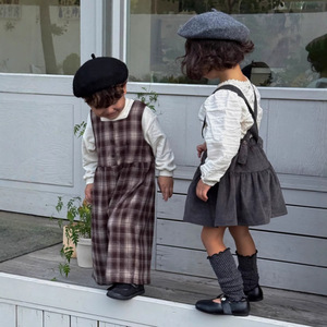 Tuta Stile Retrò a Quadri per Bambini Primavera 2026, Stile Coreano, Salopette Larga per Ragazzi e Ragazze, Gamba Dritta e Larga per Bambini Piccoli - Product Image 3