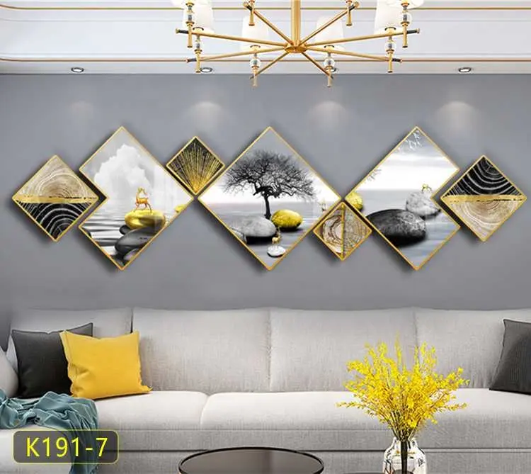 Home decor metal wall art gold aluminum framed canvas print inspirational acrylic home decoration painting wall art for home