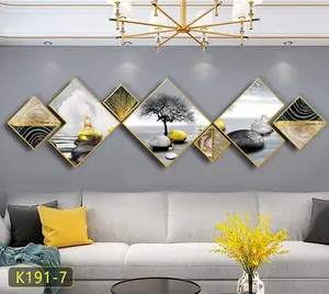 Ev dekor metal duvar sanatı altın alüminyum çerçeveli tuval baskı İlham akrilik ev dekorasyon boyama duvar sanatı ev için