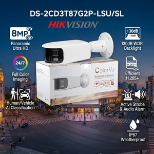 Cámara de Red IP67 Tipo Bala <span class=keywords><strong>Hikvision</strong></span> DS-2CD3T87G2P-LSU/SL de 8MP Panorámica ColorVu con Luz Estroboscópica Activa y <span class=keywords><strong>Alarma</strong></span> de Audio - Product Image 1