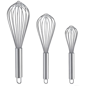 Batidor de hilo de acero inoxidable manual de 8/10/12 pulgadas, multifuncional para huevos, crema y mantequilla, ideal para repostería y mezclas en la cocina del hogar. - Product Image 1