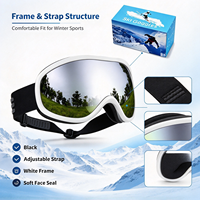 Masque de ski blanc avec monture argentée et verre miroir vert, lentille large incurvée, anti-buée, protection UV, pour snowboard, compatible avec lunettes de vue, OEM ODM