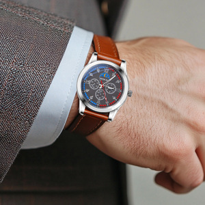 New model business watch - quartz sports watch with casual leather strap for men - Product Image 6