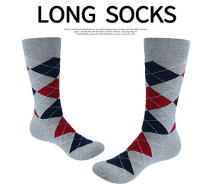 KTS315 all'ingrosso personalizzato Casual Plaid lavorato a maglia <span class=keywords><strong>fantasia</strong></span> Design cotone classico formale ufficio uomo d'affari calzini vestito equipaggio - Product Image 5