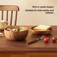Bol de mer en bois entier de style japonais créatif bol en bois d'amour bassin en bois domestique pour salade soupe de riz vaisselle