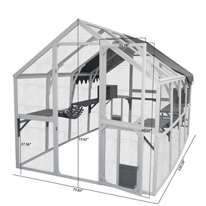 XPT070大型灰色木制宠物笼室内外农舍适合猫的猫家具 - Product Image 5