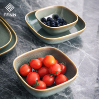 FENN Usine directe Luxe Forme carrée Réaction émaillée Europe Bol en porcelaine Restaurant Bol en céramique pour la maison et la cuisine
