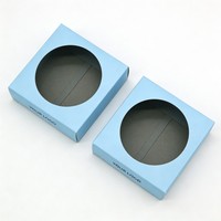 Boîte en carton bleu recyclable, boîte cadeau personnalisée avec logo de marque, boîte pliable avec fenêtre, emballage alimentaire pour biscuits