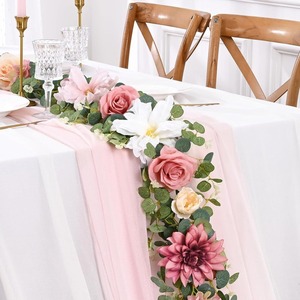 Guirlande de roses artificielles en soie, fleurs de mariage, décoration, rose champagne, bleu, série Fujijo Hana - Product Image 2