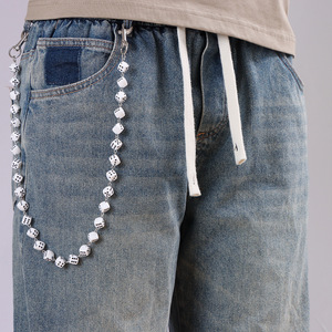 Cadena de cintura unisex con dados acrílicos coloridos, cadena corporal de una sola capa para uso diario. - Product Image 2