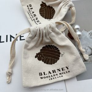 Sac d'emballage en coton mousseline biologique écologique pour <span class=keywords><strong>pelote</strong></span> de fil, sac cadeau en toile de coton non blanchie avec cordon de serrage - Product Image 2
