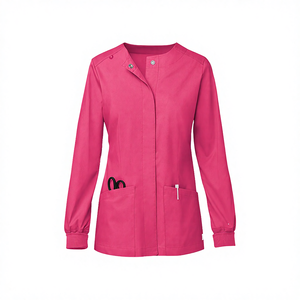 Ensemble de travail pour médecins et infirmières, veste à manches longues en tissu tissé, cardigan à boutons-pression, uniforme de travail, polyester/rayonne - Product Image 2