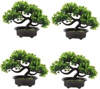 Pohon Bonsai buatan 16 "tinggi, tanaman imitasi Pot keramik kayu realistis untuk dekorasi rumah kamar tidur Jepang