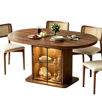Table à manger ronde extensible et pliable en bois, style moderne minimaliste, avec rangement pour petits appartements, salon