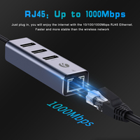 Hub USB 3.0 VCOM en Stock, Transferencia de Datos de 5 Gbps, 4 Puertos USB Tipo A a Adaptador Ethernet RJ45 de 1000 Mbps