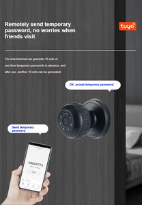 Serrure de porte numérique biométrique intelligente Tuya BL530 avec bouton rond - Product Image 6