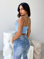 Nouveau body d'été à la mode pour femmes haut à bretelles avec nombril exposé Style court à lacets bord champignon élégant haut en dentelle court
